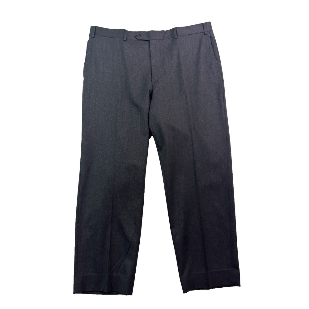 Canali 38x29 Charcoal Dress Suit Pants Flat Front 100% Wool Stretch High Waisted